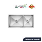 LEVANZO Stainless Steel Glass Kitchen Sink / Model: H8847SB