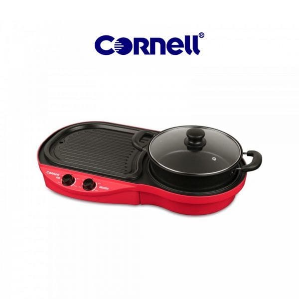 (website) cornell 2 in 1 grill & steamboat non stick coating plate pan grill – (double temperature controller) ccg el88dt