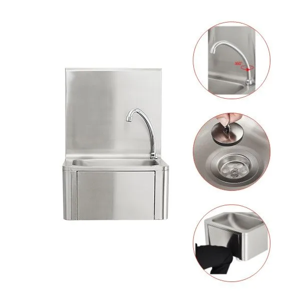 Stainless Steel 304 Knee Operated Wall Mounted Sink - Image 3