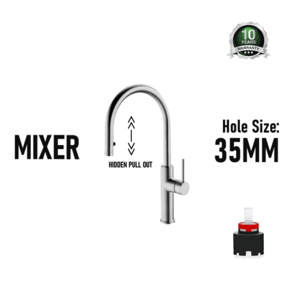 Kitchen Sink Pull Out Faucet Hot Cold Water Mixer Tap (Model: 7743)
