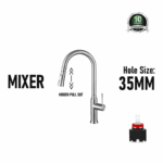 Kitchen Sink Pull Out Faucet Hot Cold Water Mixer Tap (Model: 7744)