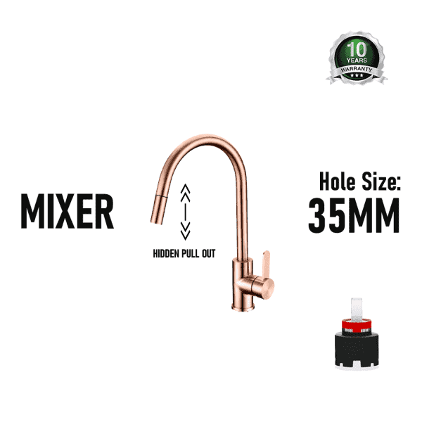 Kitchen Sink Pull Out Faucet Hot Cold Water Mixer Tap (Model: 7900RG)