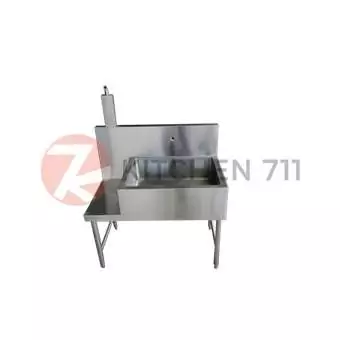 Stainless Steel Rice Washer Table c/w High Backsplash (New Unit) CEX-0007