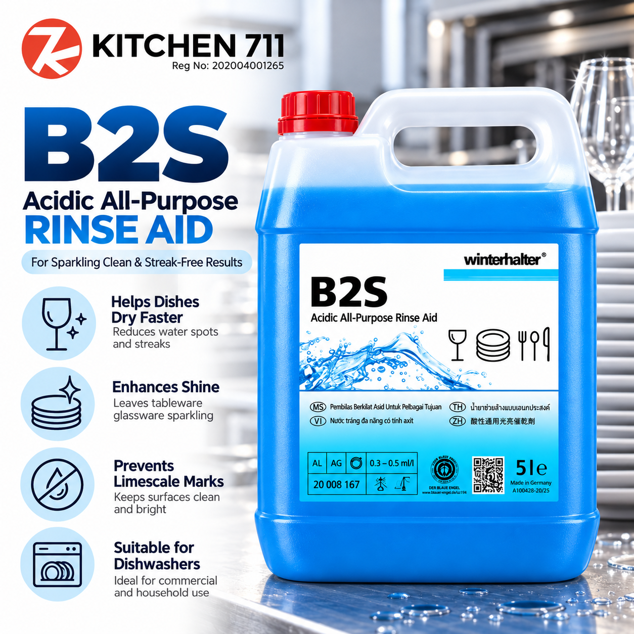 Winterhalter F2S Acidic All-Purpose Rinse Aid 5L
